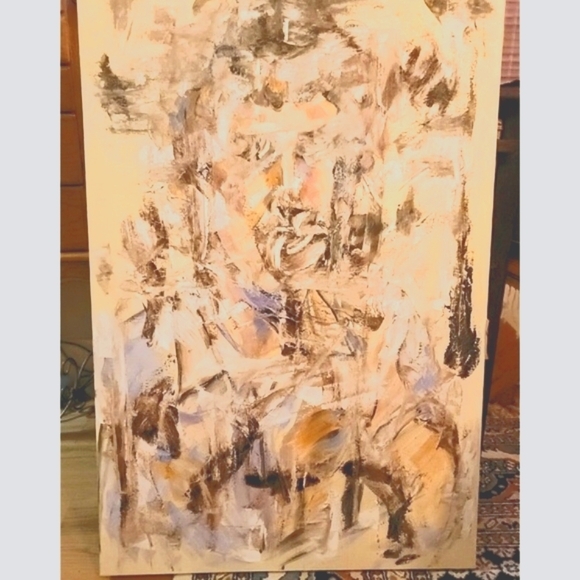 Canvas Oil Painting Abstract Expressionism unsigned 24x36 NICE - Picture 1 of 15